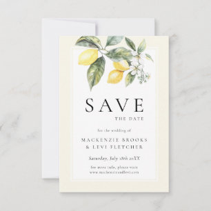 Lemon Citrus Elegant Mediterranean Wedding Save The Date