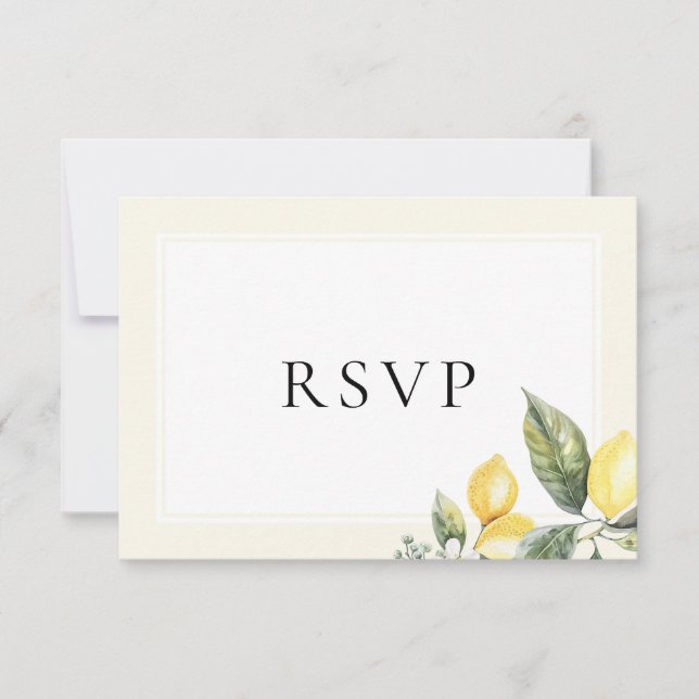 Lemon Citrus Elegant Menu Choice RSVP Card (Front)