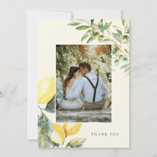 Lemon Citrus Elegant Wedding Photo Thank You Card