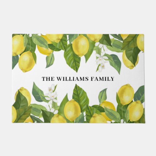 Lemon Citrus Family Name Door Mat