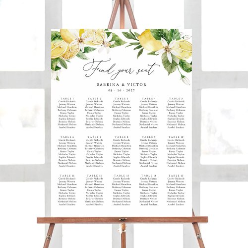 Lemon Citrus Floral 15 Table Wedding Seating Chart