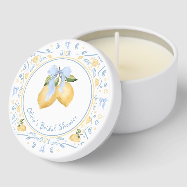 Lemon Citrus Floral Bridal Shower Mini Candle Favors (Corner)