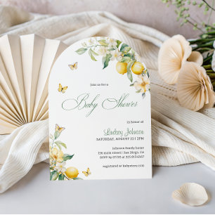 Lemon Citrus Floral Butterfly Baby Shower Arch Invitation