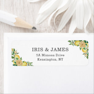Lemon Citrus Floral Greenery Wedding Bridal Baby Label