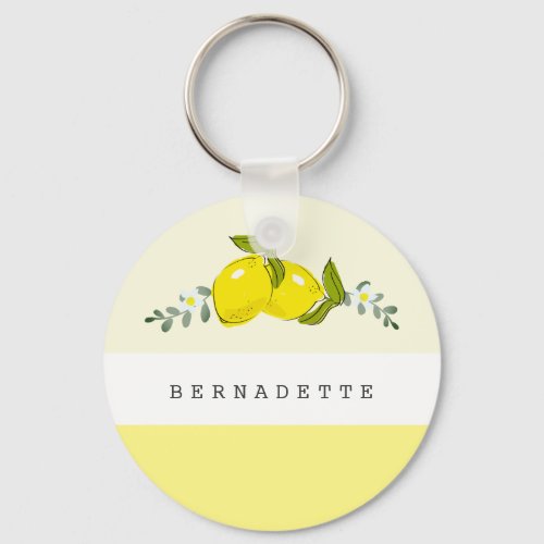 Lemon Citrus Floral Keychain