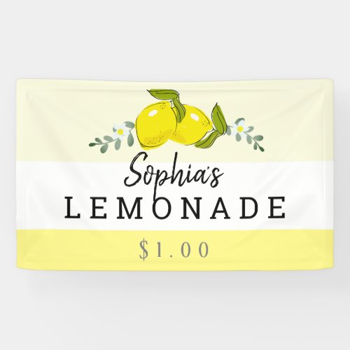 Lemon Citrus Floral Lemonade Stand Kids Banner
