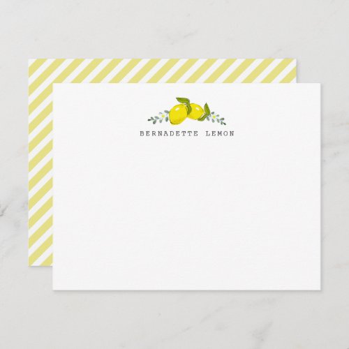 Lemon Citrus Floral Stationery Note Card