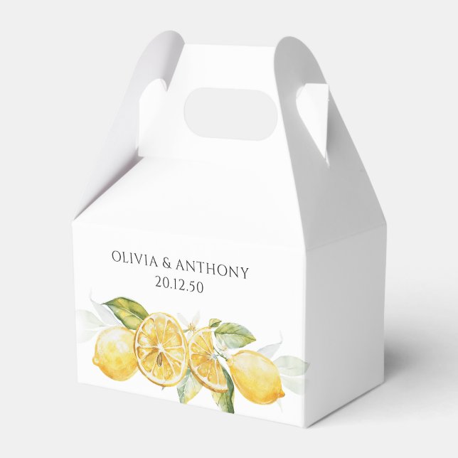 Lemon Citrus Floral Wedding Favor Box (Front Side)