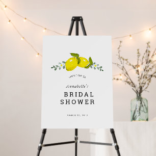 Lemon Citrus Floral White Bridal Shower Welcome Foam Board