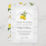 Lemon Citrus Floral Yellow White Grey Wood Wedding Invitation