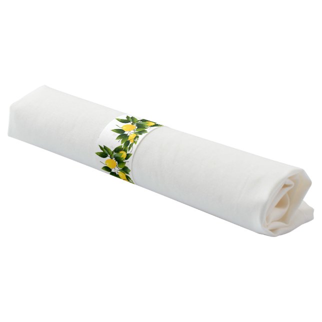 Lemon Citrus Fruit Botanical Floral Garden Napkin Bands (Angled)
