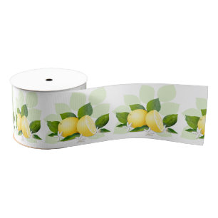 Lemon Citrus Fruit Botanical Grosgrain Ribbon
