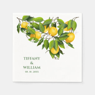 Lemon Citrus Fruit Cocktail Party Napkins