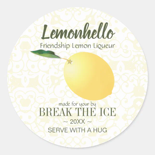 Lemon Citrus Fruit | Friendship Hello Funny Classic Round Sticker | Zazzle