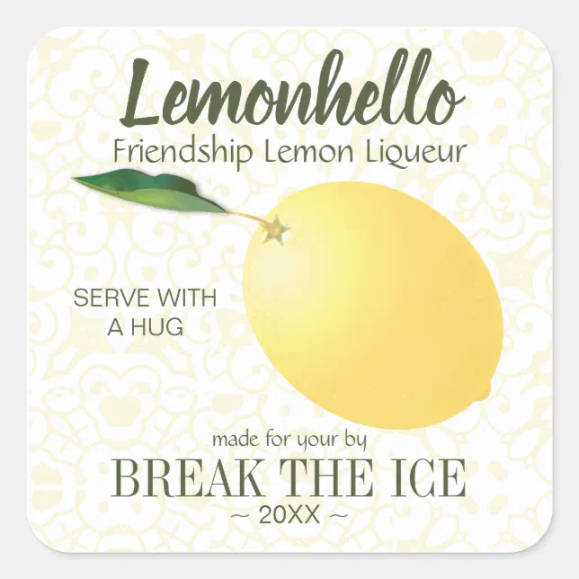 Lemon Citrus Fruit | Friendship Hello Funny Square Sticker | Zazzle