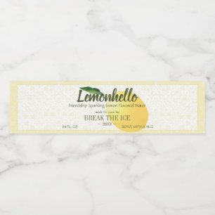 Lemon Citrus Fruit   Friendship Hello Funny Water Bottle Label