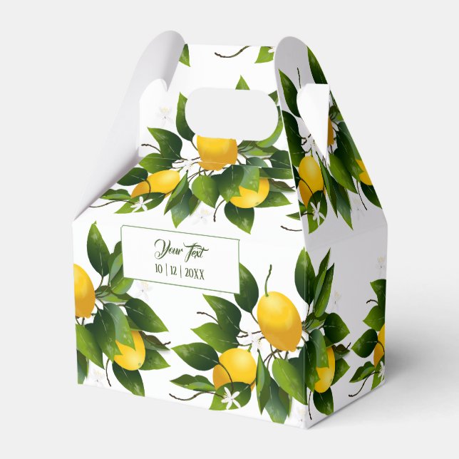 Lemon Citrus Fruit Greenery Favor Boxes (Front Side)