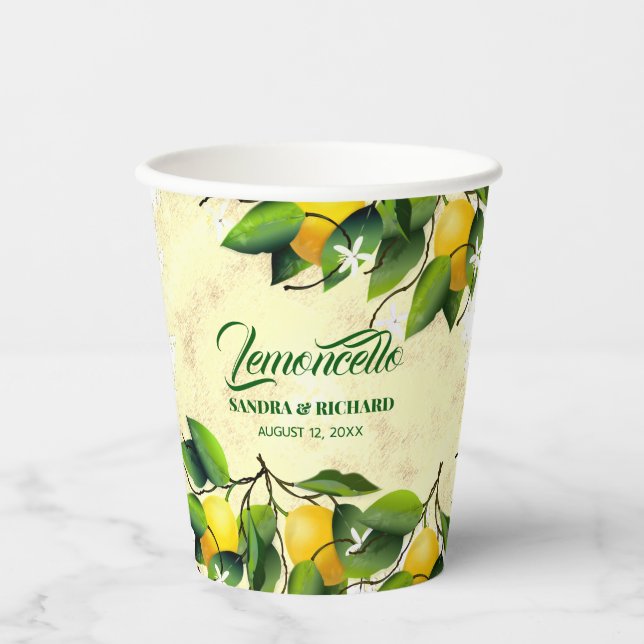 Lemon Citrus Fruit Lemoncello Paper Cups (Front)
