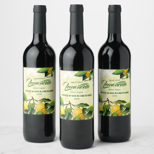 Lemon Citrus Fruit Lemoncello Wine Label