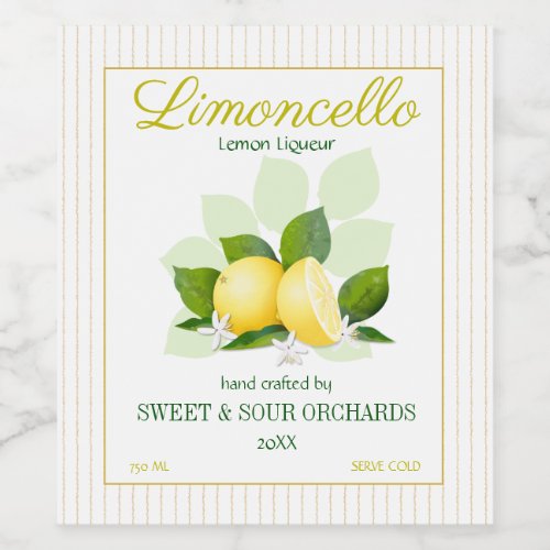 Lemon Citrus Fruit Limoncello Wine Label