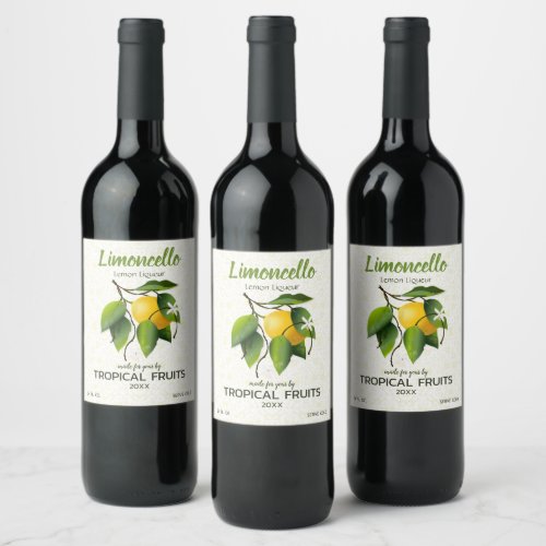 Lemon Citrus Fruit  Limoncello Wine Label