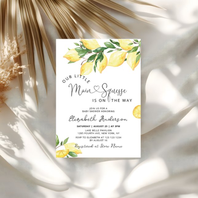 Lemon Citrus Fruit Main Squeeze Baby Shower Invitation (Creator Uploaded)