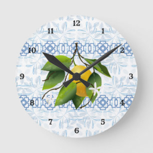 Lemon Citrus Fruit Mediterranean Round Clock
