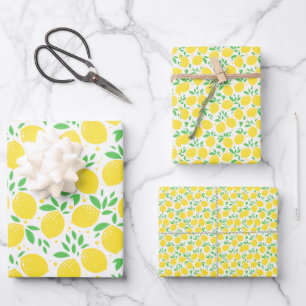 Lemon Citrus Fruit Orchard Theme Pattern Wrapping Paper Sheets