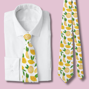 Lemon Citrus Fruit Pattern Neck Tie