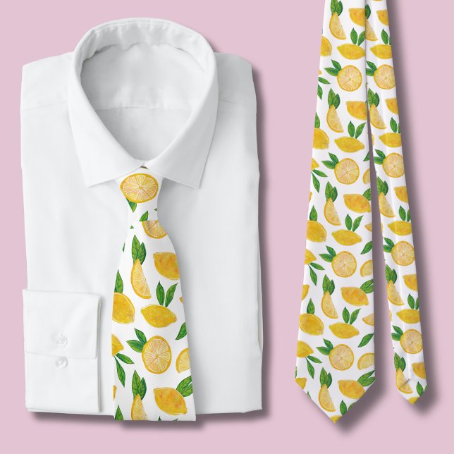 Lemon Citrus Fruit Pattern Neck Tie (Citrus lemon tie )