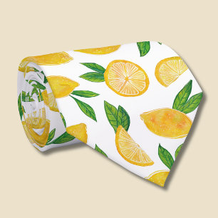 Lemon Citrus Fruit Pattern Neck Tie