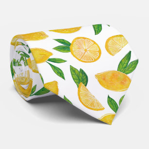 Lemon Citrus Fruit Pattern Neck Tie