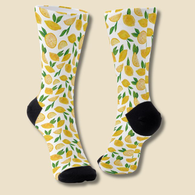 Lemon Citrus Fruit Pattern Socks (Citrus lemon pattern socks)