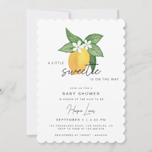 Lemon Citrus Fruit Summer Baby Shower Invitation