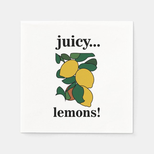 Lemon Citrus Fruit Summer Party Napkins (Front)