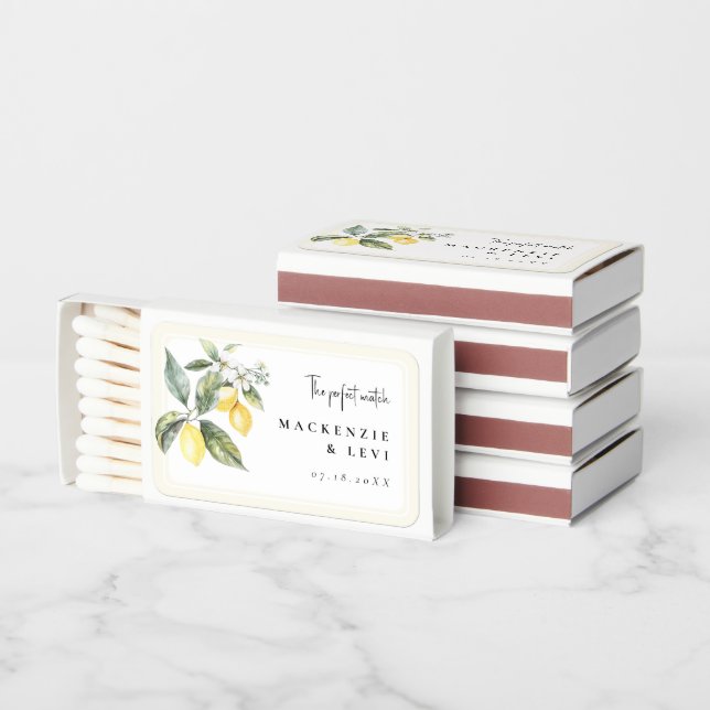 Lemon Citrus Garden Wedding Favor Matchboxes (Stacked)