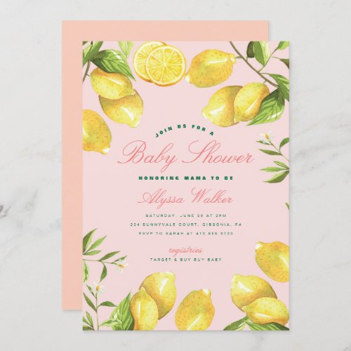 Lemon Citrus Gender Neutral Baby Shower Invitation