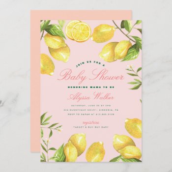 Lemon Citrus Gender Neutral Baby Shower Invitation by blush_printables at Zazzle