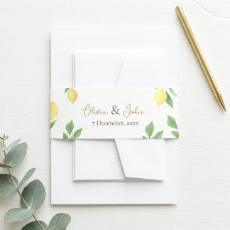 Lemon Citrus Green Wedding Invitation Belly Band