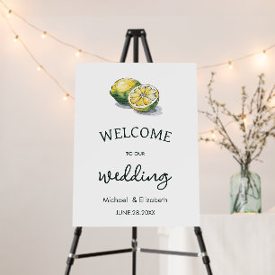Lemon Citrus Greenery Floral Wedding Welcome Sign