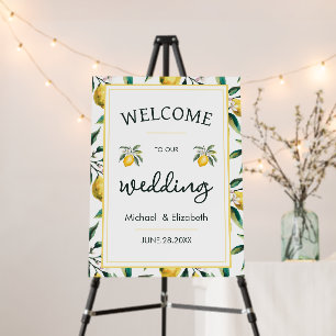 Lemon Citrus Greenery Floral Wedding Welcome Sign