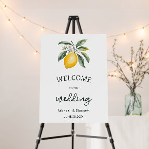 Lemon Citrus Greenery Floral Wedding Welcome Sign