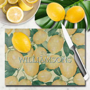 Lemon Citrus Greenery Personalized Cutting Board