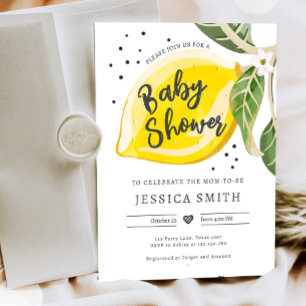 Lemon Citrus Greenery Summer Baby Shower Invitation