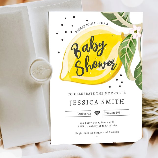 Lemon Citrus Greenery Summer Baby Shower Invitation (Creator Uploaded)