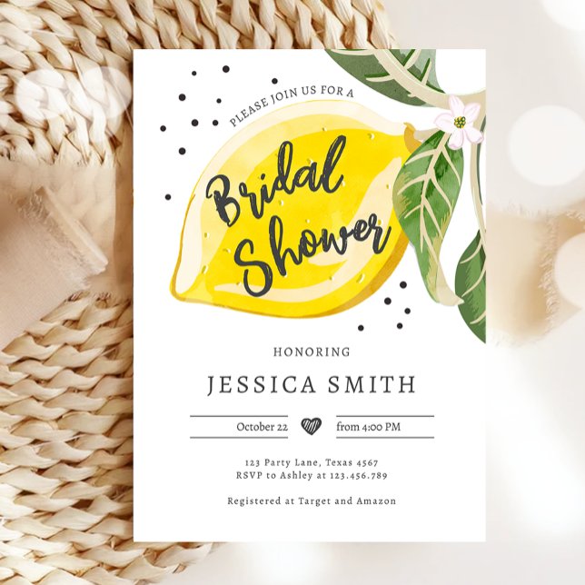 Lemon Citrus Greenery Summer Bridal Shower Invitation (Creator Uploaded)