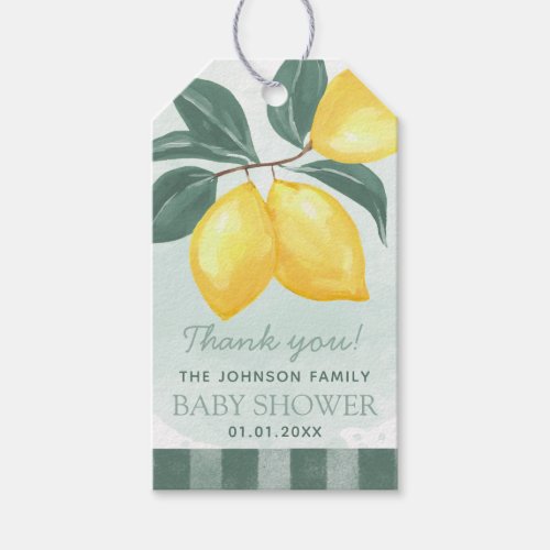 Lemon Citrus Greenery Thank You Favor Gift Tag