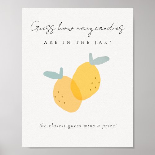 Lemon Citrus Guess How Many Candies In Jar Game Poster
