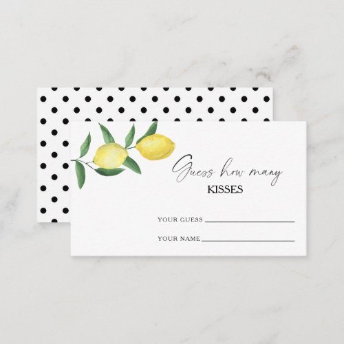 Lemon citrus _ guess how many kisses bridal game enclosure card