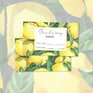 Lemon citrus - guess how many kisses bridal game enclosure card